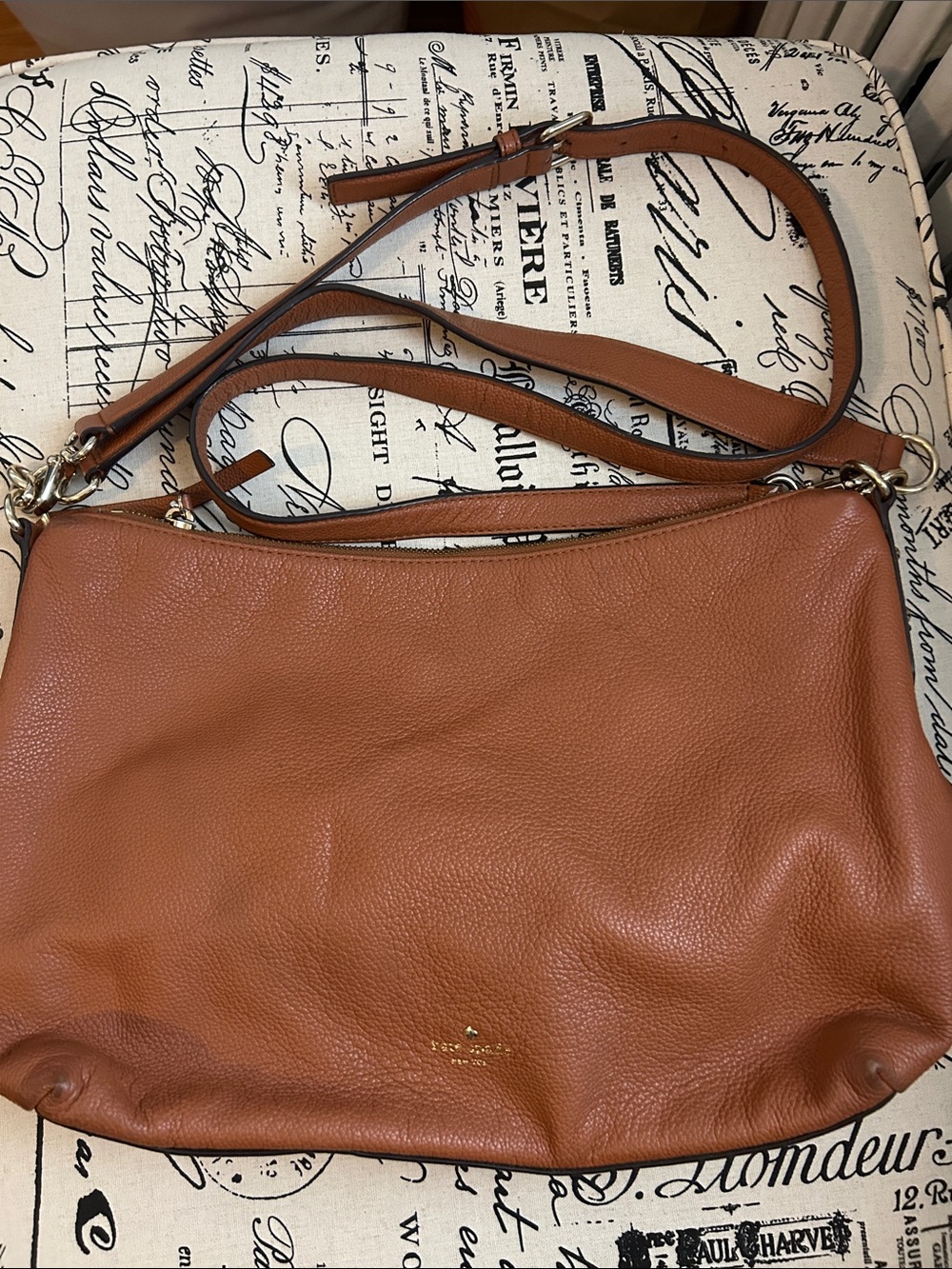 Kate Spade Pebbled Leather Shoulder Bag in Saddle/Tan
